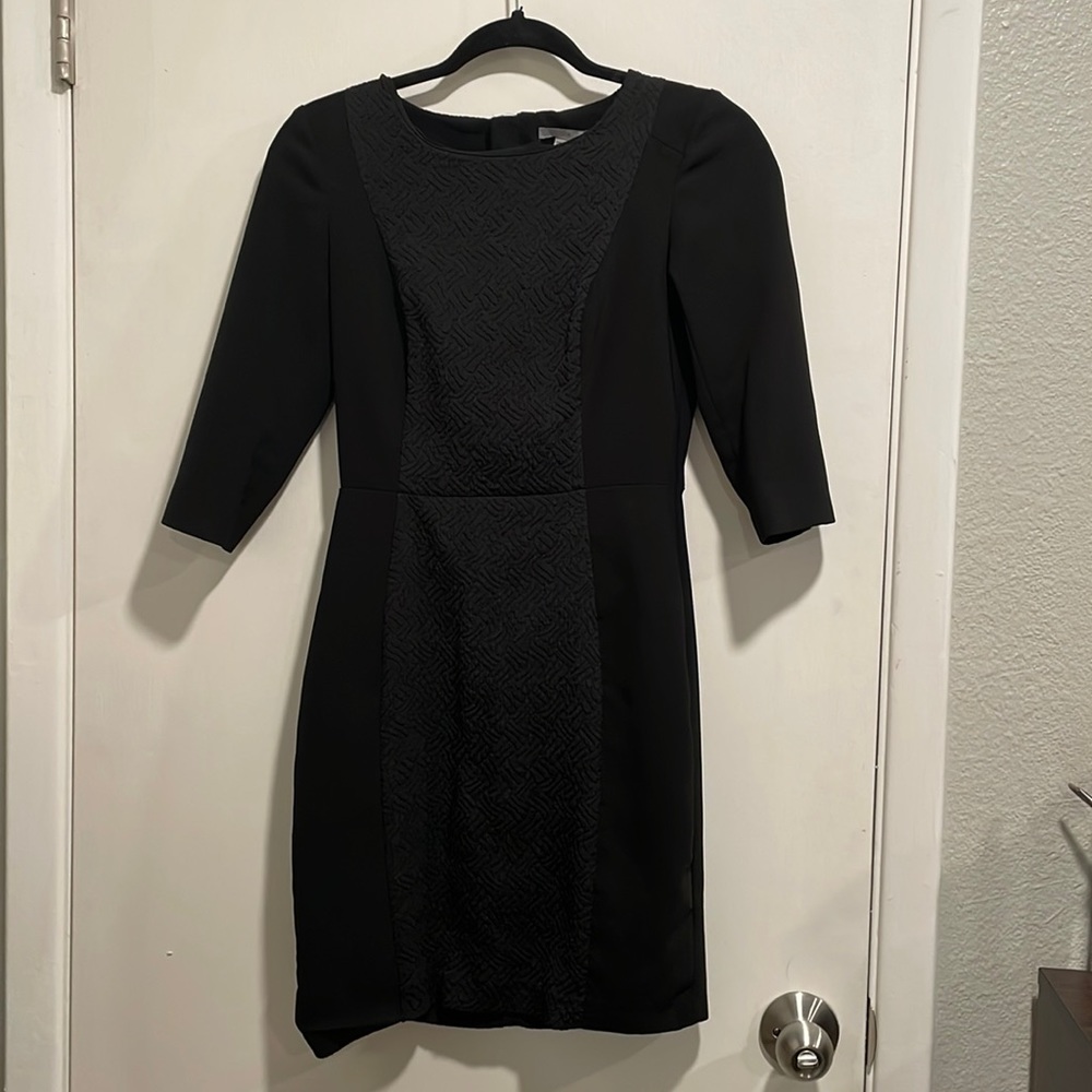 3/4 sleeve black cocktail dress